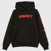 Chucky Primark black fleece hoodie with pullover fit, hood and kangaroo pocket for cozy daily wear