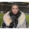 Erin Andrews fur coat worn at 49ers vs Eagles game today viral sideline fashion.