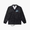 The Escape Spider Thread Coaches Jacket in a deep black color with a minimalist finish.