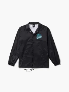 The Escape Spider Thread Coaches Jacket in a deep black color with a minimalist finish.