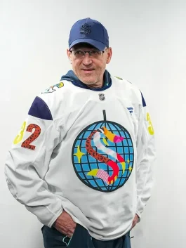 Front view of Seattle Kraken Pride Jersey featuring the iconic 