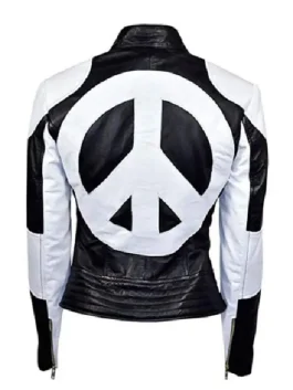 Love Heart Leather Jacket inspired by iconic celebrity style, featuring a bold red heart motif on a premium black base.