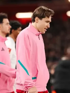 Front view of the Z.N.E Anthem Jacket Pink showing the official team branding.