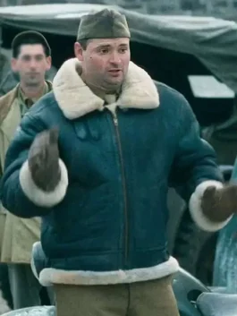 A warm shearling leather jacket inspired by the Louis B Mayer Jimmy 2026 style.