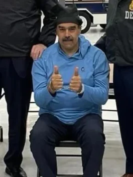 Maduro Origin blue hoodie front view showing a relaxed fit, hood shape, and clean street look.