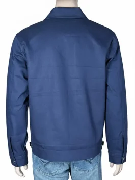 A professional product shot of the Chris Pratt Mercy jacket highlighting the high-quality cotton fabric and full-length sleeves.