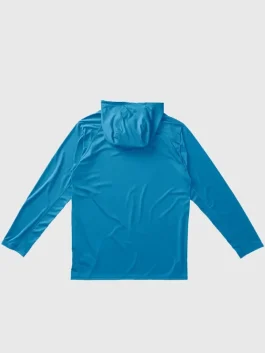 Nicolas Maduro blue hoodie back view showing the full rear look, relaxed fit, and clean shape.
