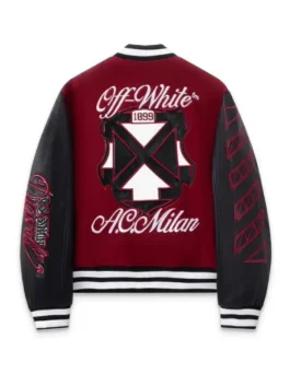 Off-White AC Milan Ruben Loftus-Cheek varsity jacket back view showing clean panels and structured fit
