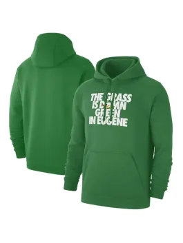 A green Nike Grass Is Green Club Hoodie featuring the Oregon Ducks team logo.