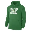 Front view of the Nike Grass Is Green Club Hoodie showing the graphic and drawstrings.