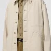 Oversized Uniqlo Denim Jacket Beige Front Open View.