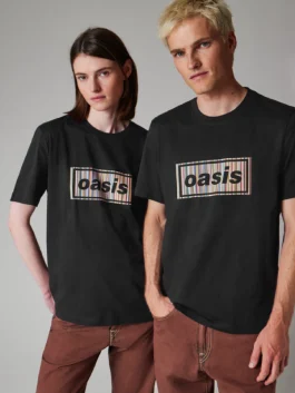 A high-quality Oasis Black Stripe Logo T-Shirt with the signature Paul Smith design.