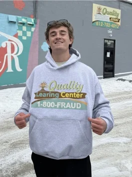 Quality Learning Center Grey Fleece Pullover Hoodie