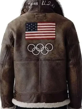 Team USA Olympics 2026 shearling jacket full view showing warm shearling feel and a bold USA look for winter outfits