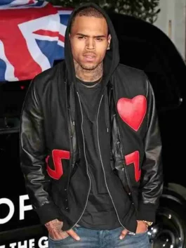 Chris Brown inspired Black Bomber Jacket with durable hardware and a sleek, weighted drape for a high-end streetwear profile.