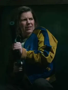 Front view of the Slow Horses S03 Bomber Jacket with a full zip and pockets.