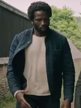 A Sean Donovan Black Jacket with a quilted pattern from the show Slow Horses.