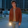 Steve Harrington Stranger Things Wrangler jacket front view showing a classic brown style and fit.