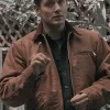 Dean Winchester inspired brown cotton jacket with a utility-focused design and rugged collar.