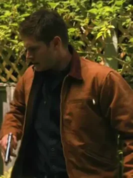 Dean Winchester style jacket side profile highlighting the reinforced stitching and sleeve detail.