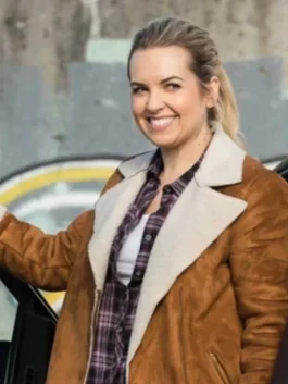 Brown Suede Jacket from a side profile highlighting the reinforced stitching and sleeve detail.