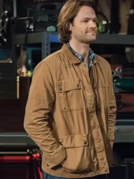 Supernatural Sam Winchester style jacket side profile highlighting the reinforced seams and cuff detail.