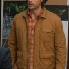 Supernatural Sam Winchester jacket front view showcasing the secure zip closure and chest pockets.