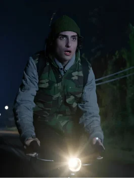 Stranger Things Season 5 Mike Wheeler camo vest front view with rugged utility look and easy layering fit