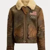 Team USA shearling jacket main view showing warm shearling detail and winter-ready casual style