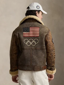Winter Olympics 2026 Shearling Bomber Unisex Team USA Jacket.