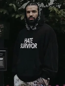 The Drake hate survivor hoodie showing the unique stars pattern and athletic silhouette.