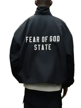 A stylish fear of god state jacket featuring a modern silhouette and minimalist aesthetic.
