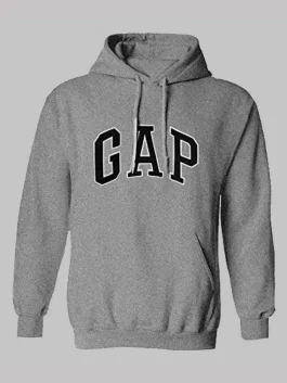 A classic grey Gap hoodie featuring the iconic logo and a soft fleece finish.