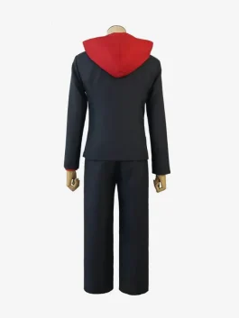 Back view of the Itadori Yuji Dark Blue Costume showing the high collar and athletic tailoring.