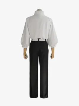 The back view of the Yuta Okkotsu Cosplay Costume showing the clean white fabric and structured shoulders.