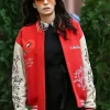 A trendy Famke Janssen Varsity Jacket styled for a modern 2026 look on the streets of NYC.