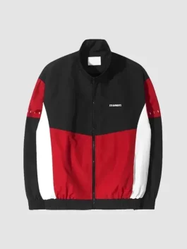 Front view of a Qt8 Garments Jacket featuring a clean collar and professional zip closure.