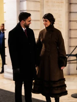 Rama Duwaji brown coat style with a long formal fit and a rich tone for winter outfits.