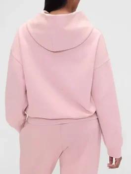 The back view of the Summer Fridays Pink Hoodie showing a clean, oversized fit.