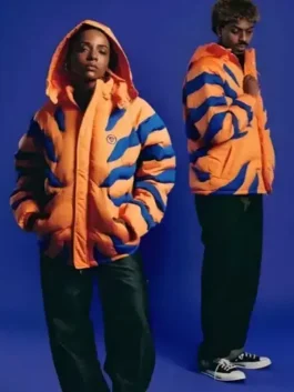 A versatile unisex Digimon Greymon Puffer Jacket designed for all fans of the series.