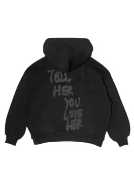 A unisex Tell Her You Love Her Hoodie featuring a bold message and a comfortable oversized fit.