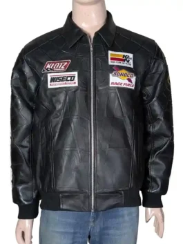Athletic fit leather jacket with symmetrical soft lining
