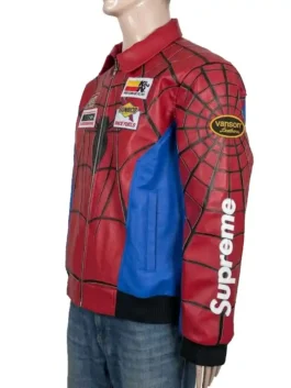 Premium leather outerwear with rib-knitted cuffs and hem