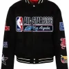 A professional All Star 2026 Los Angeles Varsity Jacket featuring event logos and a secure fit.
