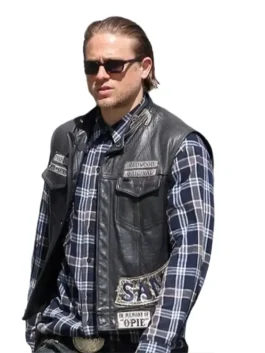 A stylish Charlie Hunnam Biker Leather Vest designed with a classic aesthetic and high quality leather finish.
