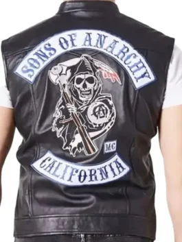 Back view of the Charlie Hunnam Sons of Anarchy Biker Leather Vest showing the clean leather panels and seams.