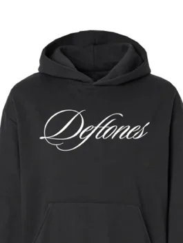 A premium black Deftones Hoodie featuring the iconic band logo and a clean athletic fit.