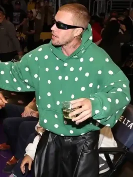 A professional shot of the Justin Bieber Polka Dot Hoodie designed for a relaxed and fashionable appearance.