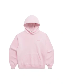 A soft blush pink Madhappy Classic Fleece Hoodie with a cozy interior and ribbed hem.