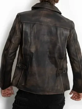 Mens Indiana Jones Leather Jacket in a brown shade with a professional tailored fit and a sturdy collar design.